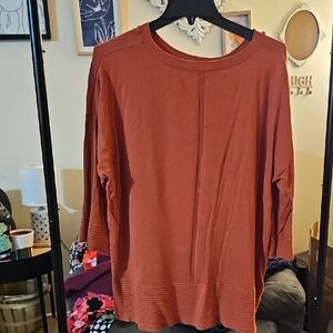 Cyrus Orange 3/4 Sleeve Boxy Blouse